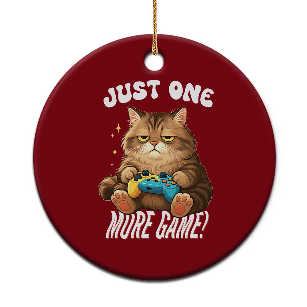 Just One More Game Ceramic Ornament Funny Lazy Cat Playing Video Game TS12 1pc Red Print Your Wear
