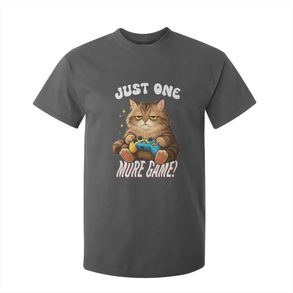 Just One More Game T Shirt For Kid Funny Lazy Cat Playing Video Game TS12 Dark Heather Print Your Wear