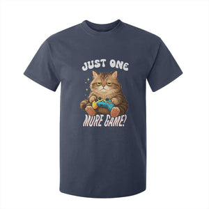 Just One More Game T Shirt For Kid Funny Lazy Cat Playing Video Game TS12 Navy Print Your Wear