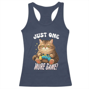 Just One More Game Racerback Tank Top Funny Lazy Cat Playing Video Game TS12 Navy Print Your Wear