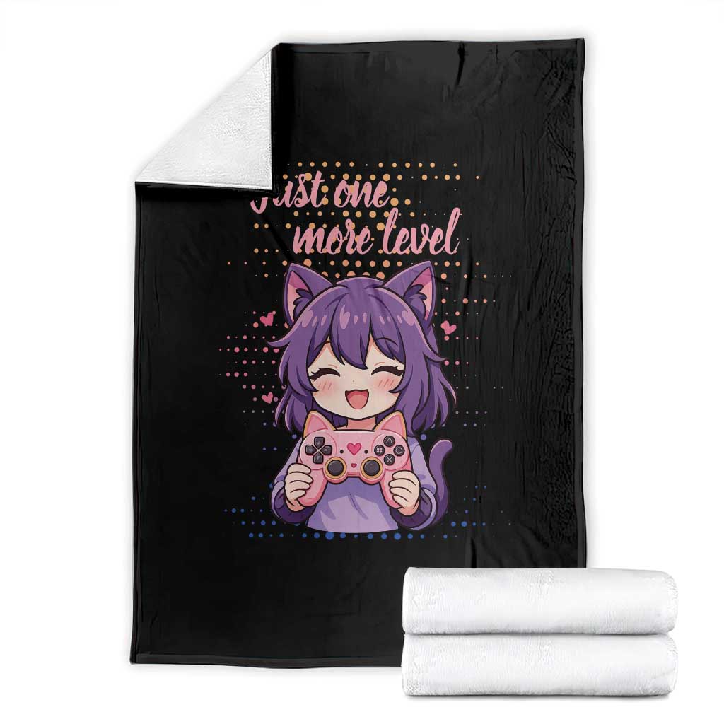 Just One More Game Throw Blanket Cute Girl Playing Game Humor Gift TS12 Black Print Your Wear