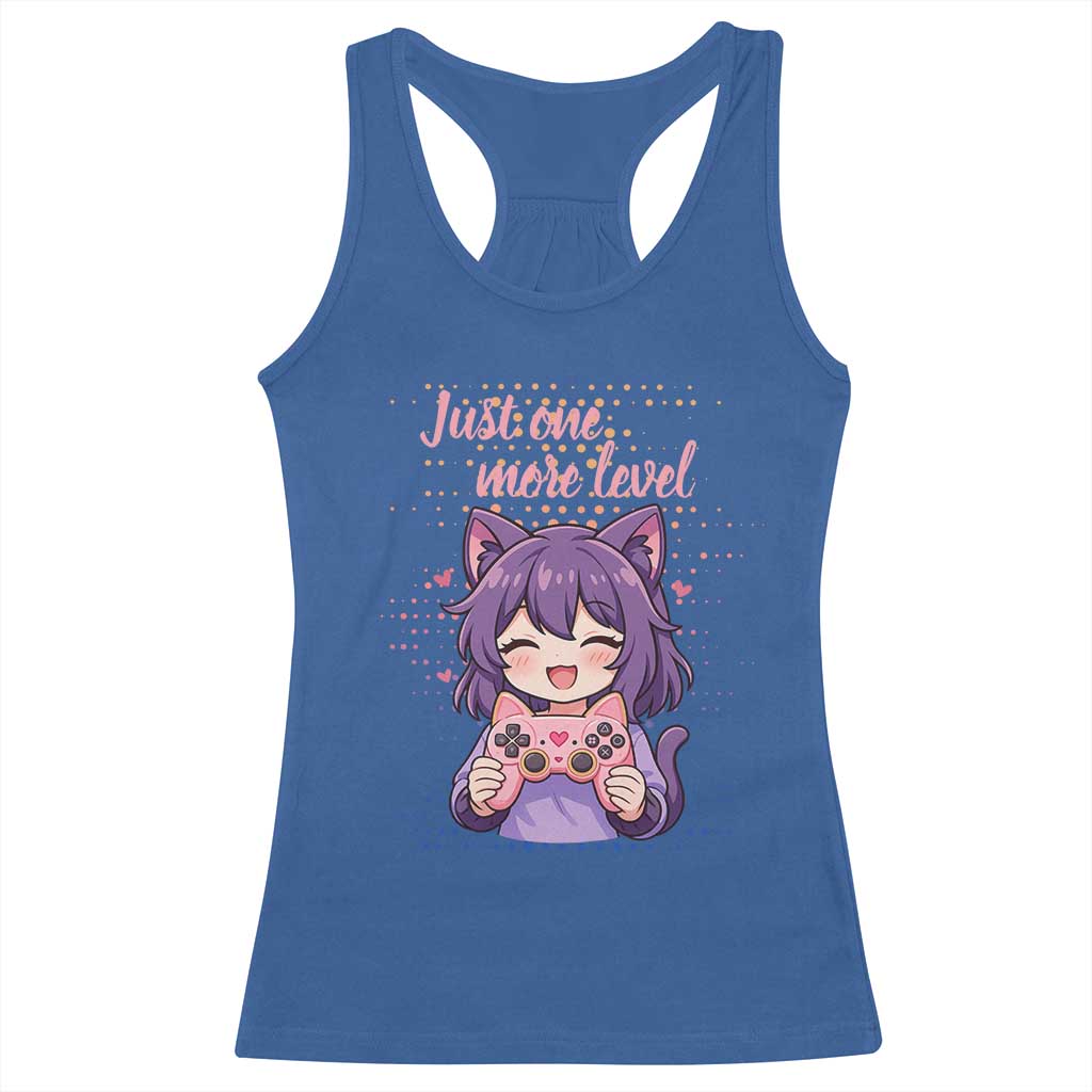 Just One More Game Racerback Tank Top Cute Girl Playing Game Humor Gift TS12 Royal Blue Print Your Wear