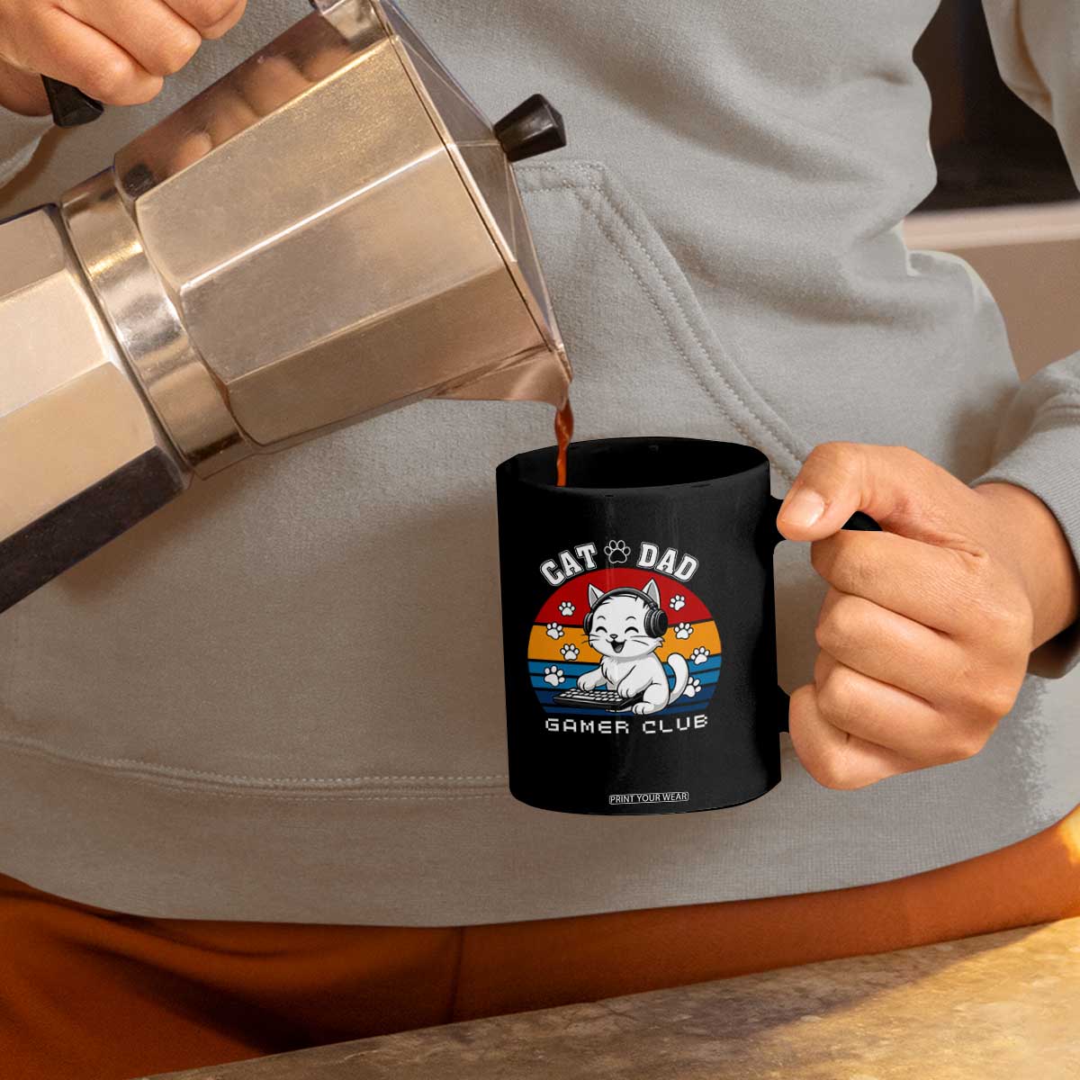 Funny Cat Dad Gamer Club Coffee Mug Gamer Cat Lover Gift TS12 Print Your Wear