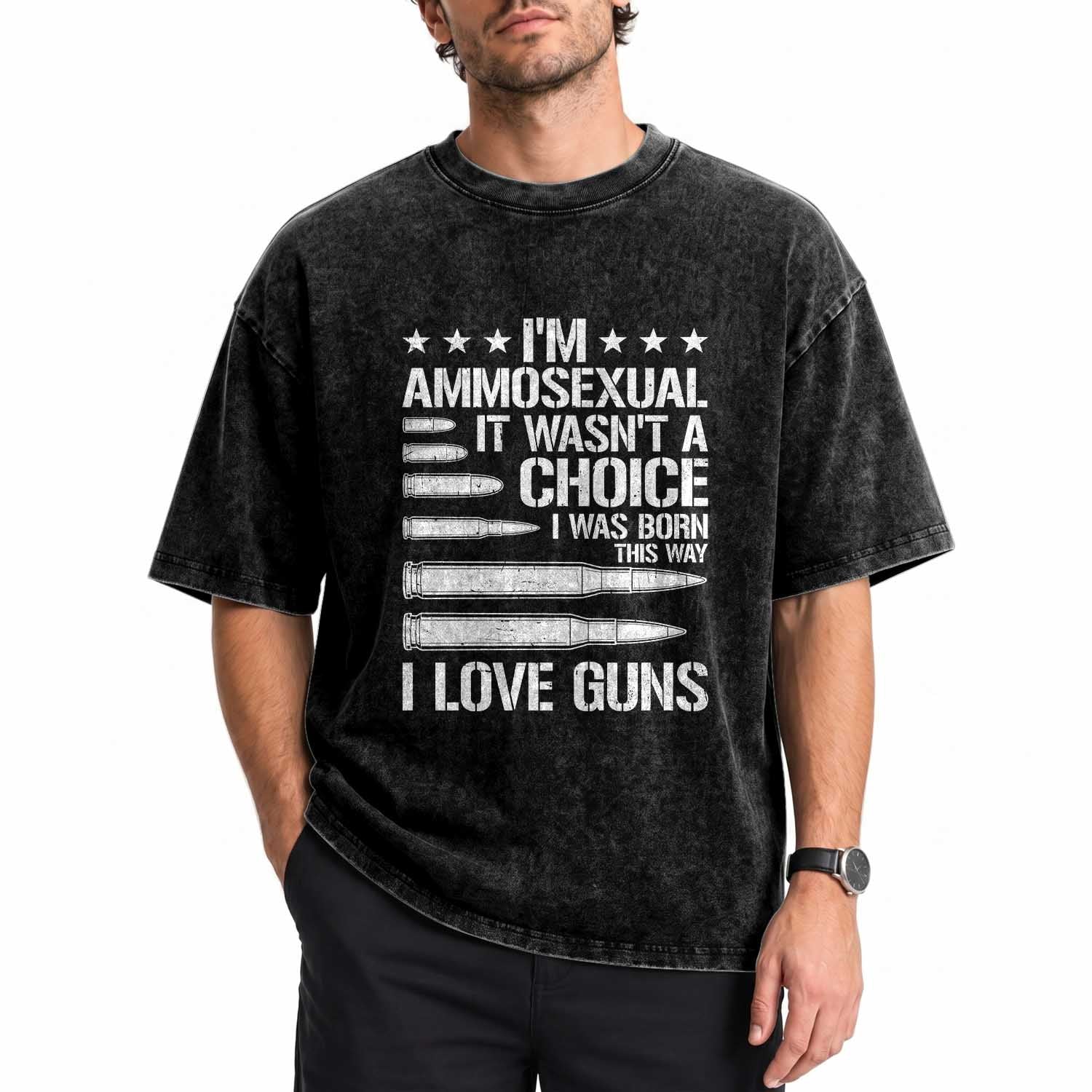 Funny Im Ammosexual Washed Cotton T-Shirt American Freedom Second Amendment