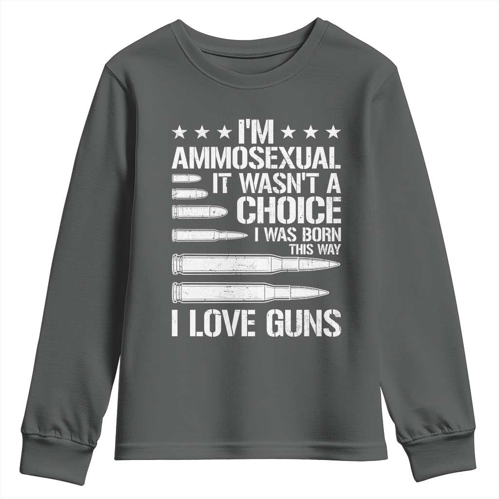 Funny Im Ammosexual Youth Sweatshirt American Freedom Second Amendment TS12 Dark Heather Print Your Wear