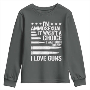 Funny Im Ammosexual Youth Sweatshirt American Freedom Second Amendment TS12 Dark Heather Print Your Wear