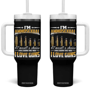 Funny Im Ammosexual Tumbler With Handle Second Amendment Patriotic Freedom Graphic TS12 One Size: 40 oz Black Print Your Wear