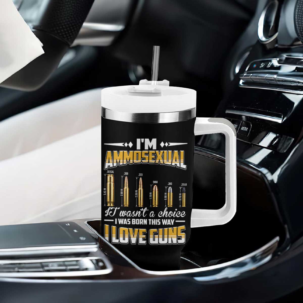 Funny Im Ammosexual Tumbler With Handle Second Amendment Patriotic Freedom Graphic TS12 Print Your Wear