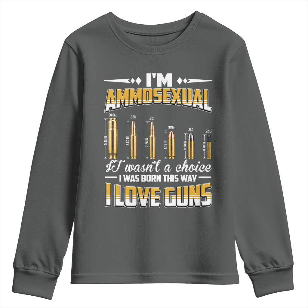 Funny Im Ammosexual Youth Sweatshirt Second Amendment Patriotic Freedom Graphic TS12 Dark Heather Print Your Wear