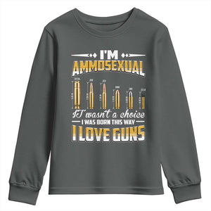 Funny Im Ammosexual Youth Sweatshirt Second Amendment Patriotic Freedom Graphic TS12 Dark Heather Print Your Wear