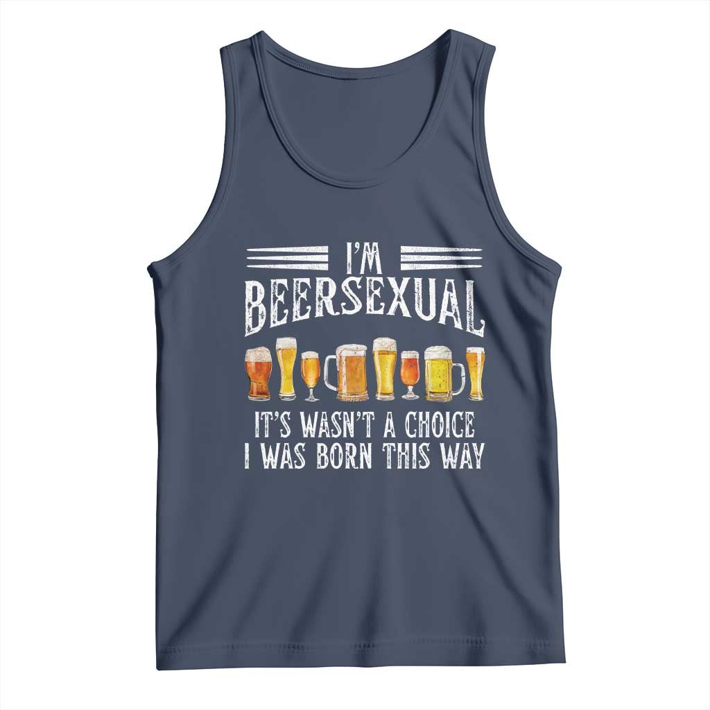 Funny Im Beersexual Tank Top Born This Way Beer Lover Graphic TS12 Navy Print Your Wear