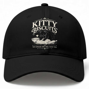 Kitty Biscuits We Knead Em You Need Em Baseball Cap Funny Black Cat Making Biscuits Baking TS12 Print Your Wear