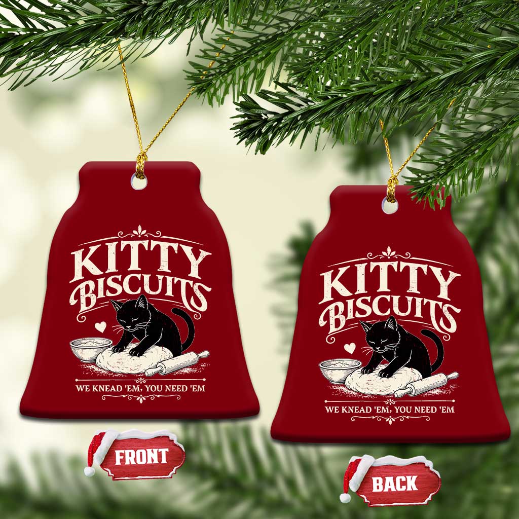 Kitty Biscuits We Knead Em You Need Em Ceramic Ornament Funny Black Cat Making Biscuits Baking TS12 Print Your Wear