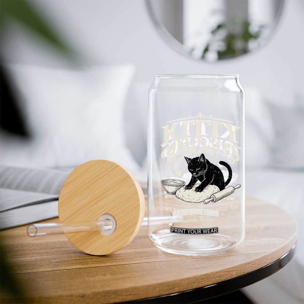 Kitty Biscuits We Knead Em You Need Em Glass Can Funny Black Cat Making Biscuits Baking TS12 Print Your Wear