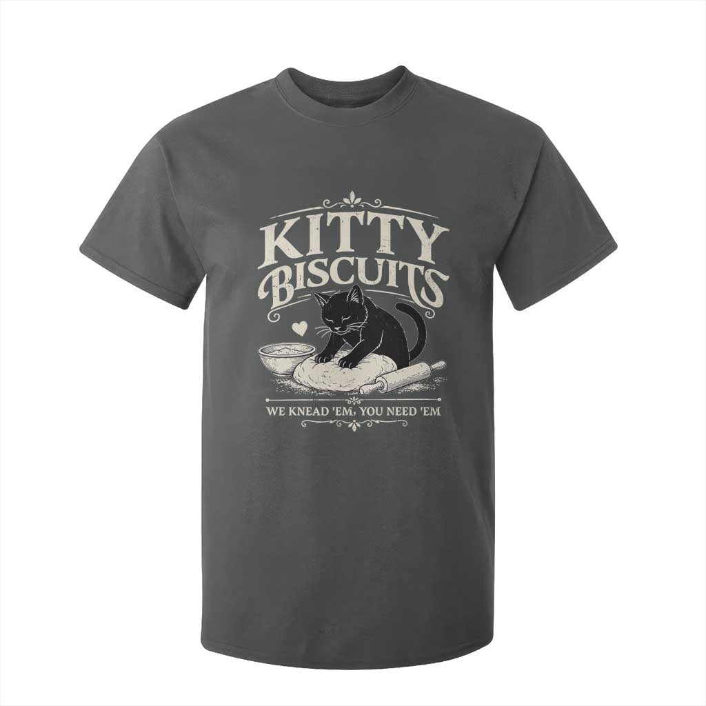 Kitty Biscuits We Knead Em You Need Em T Shirt For Kid Funny Black Cat Making Biscuits Baking TS12 Dark Heather Print Your Wear