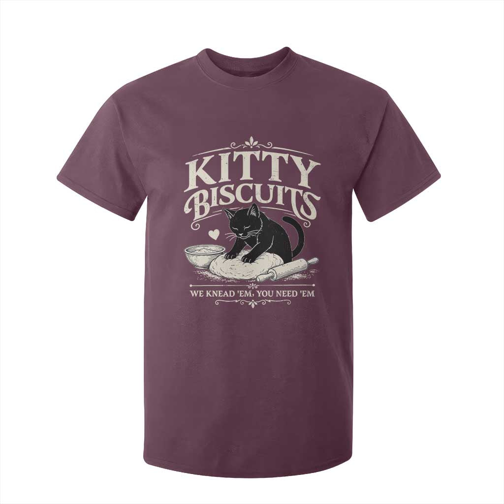 Kitty Biscuits We Knead Em You Need Em T Shirt For Kid Funny Black Cat Making Biscuits Baking TS12 Maroon Print Your Wear