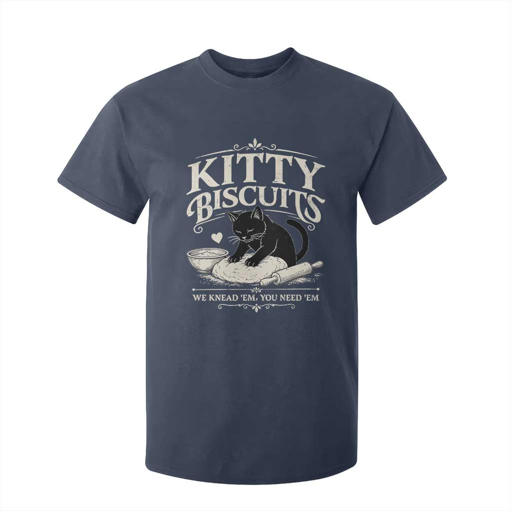 Kitty Biscuits We Knead Em You Need Em T Shirt For Kid Funny Black Cat Making Biscuits Baking TS12 Navy Print Your Wear