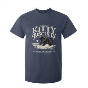 Kitty Biscuits We Knead Em You Need Em T Shirt For Kid Funny Black Cat Making Biscuits Baking TS12 Navy Print Your Wear