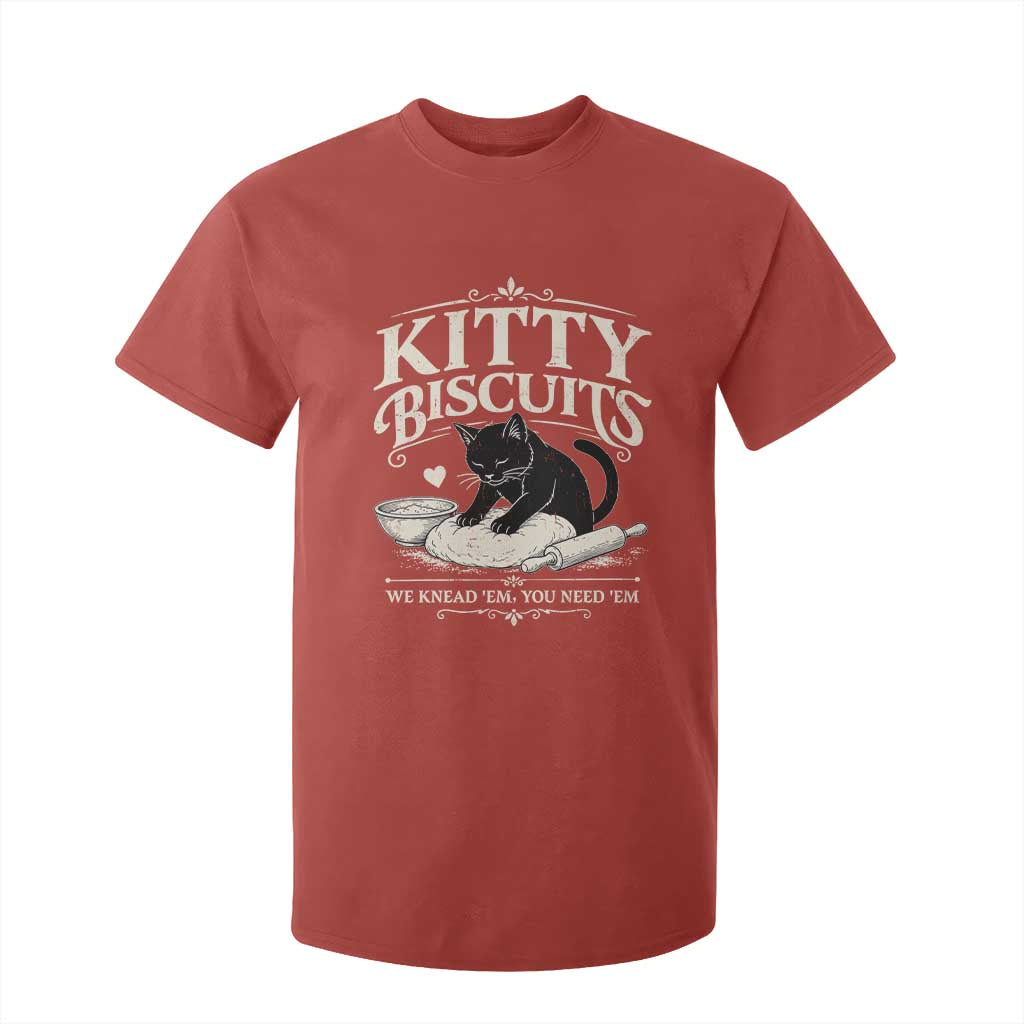 Kitty Biscuits We Knead Em You Need Em T Shirt For Kid Funny Black Cat Making Biscuits Baking TS12 Red Print Your Wear