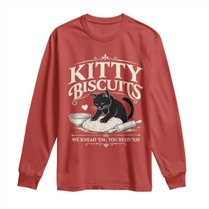 Kitty Biscuits We Knead Em You Need Em Long Sleeve Shirt Funny Black Cat Making Biscuits Baking TS12 Red Print Your Wear