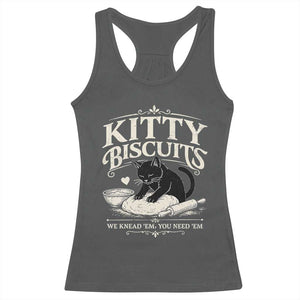 Kitty Biscuits We Knead Em You Need Em Racerback Tank Top Funny Black Cat Making Biscuits Baking TS12 Dark Heather Print Your Wear