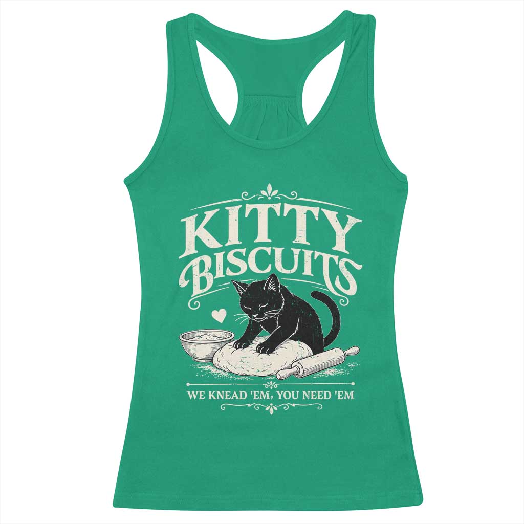 Kitty Biscuits We Knead Em You Need Em Racerback Tank Top Funny Black Cat Making Biscuits Baking TS12 Irish Green Print Your Wear
