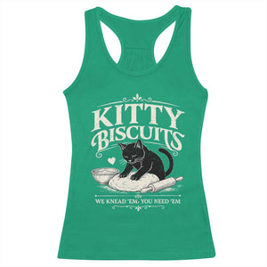 Kitty Biscuits We Knead Em You Need Em Racerback Tank Top Funny Black Cat Making Biscuits Baking TS12 Irish Green Print Your Wear