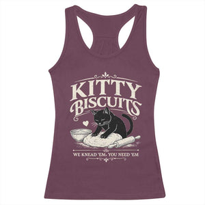 Kitty Biscuits We Knead Em You Need Em Racerback Tank Top Funny Black Cat Making Biscuits Baking TS12 Maroon Print Your Wear