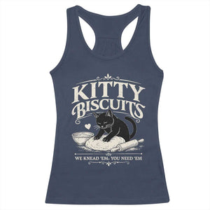 Kitty Biscuits We Knead Em You Need Em Racerback Tank Top Funny Black Cat Making Biscuits Baking TS12 Navy Print Your Wear
