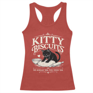 Kitty Biscuits We Knead Em You Need Em Racerback Tank Top Funny Black Cat Making Biscuits Baking TS12 Red Print Your Wear
