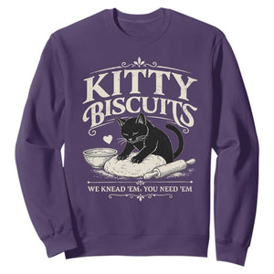 Kitty Biscuits We Knead Em You Need Em Sweatshirt Funny Black Cat Making Biscuits Baking TS12 Purple Print Your Wear