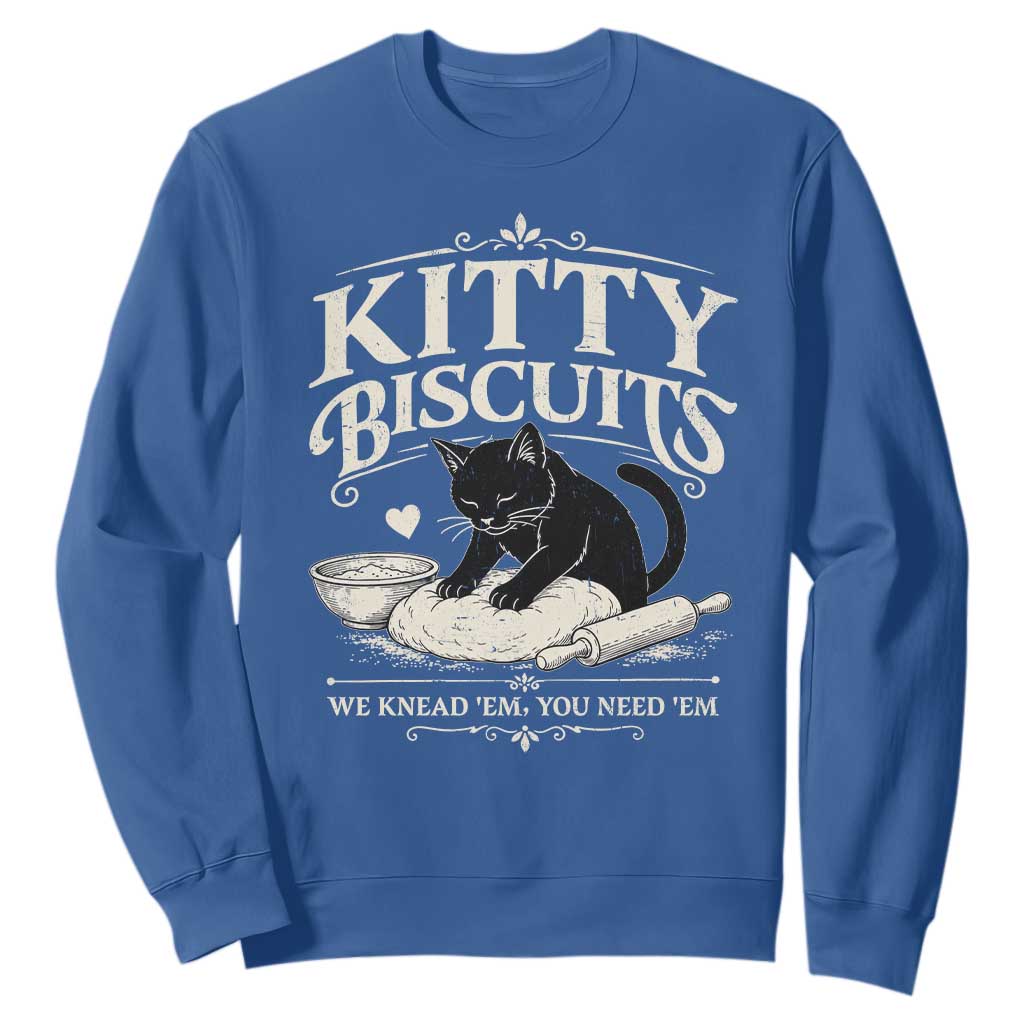 Kitty Biscuits We Knead Em You Need Em Sweatshirt Funny Black Cat Making Biscuits Baking TS12 Royal Blue Print Your Wear