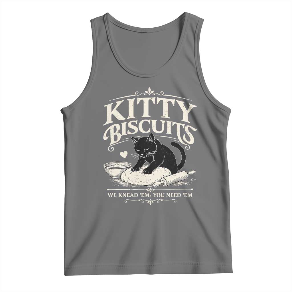 Kitty Biscuits We Knead Em You Need Em Tank Top Funny Black Cat Making Biscuits Baking TS12 Black Heather Print Your Wear