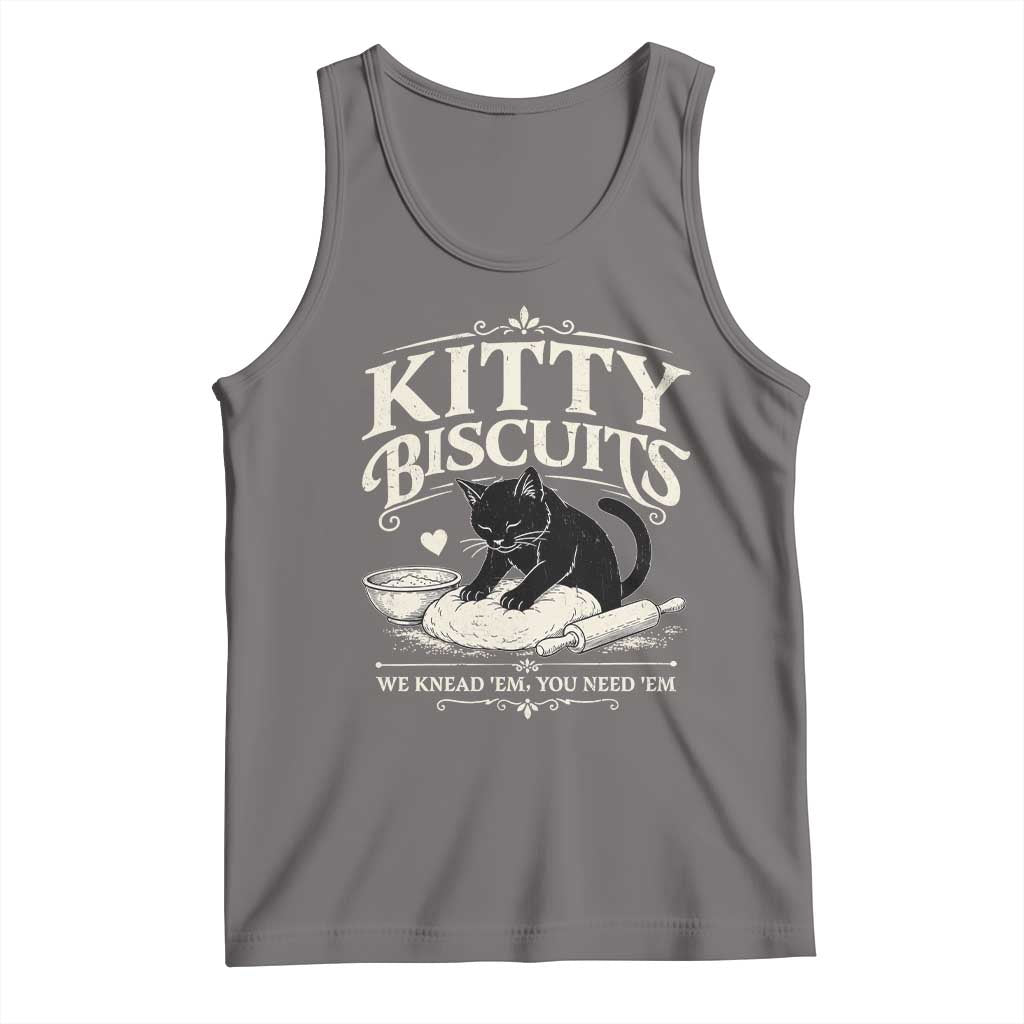 Kitty Biscuits We Knead Em You Need Em Tank Top Funny Black Cat Making Biscuits Baking TS12 Deep Heather Print Your Wear
