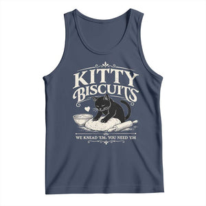 Kitty Biscuits We Knead Em You Need Em Tank Top Funny Black Cat Making Biscuits Baking TS12 Navy Print Your Wear