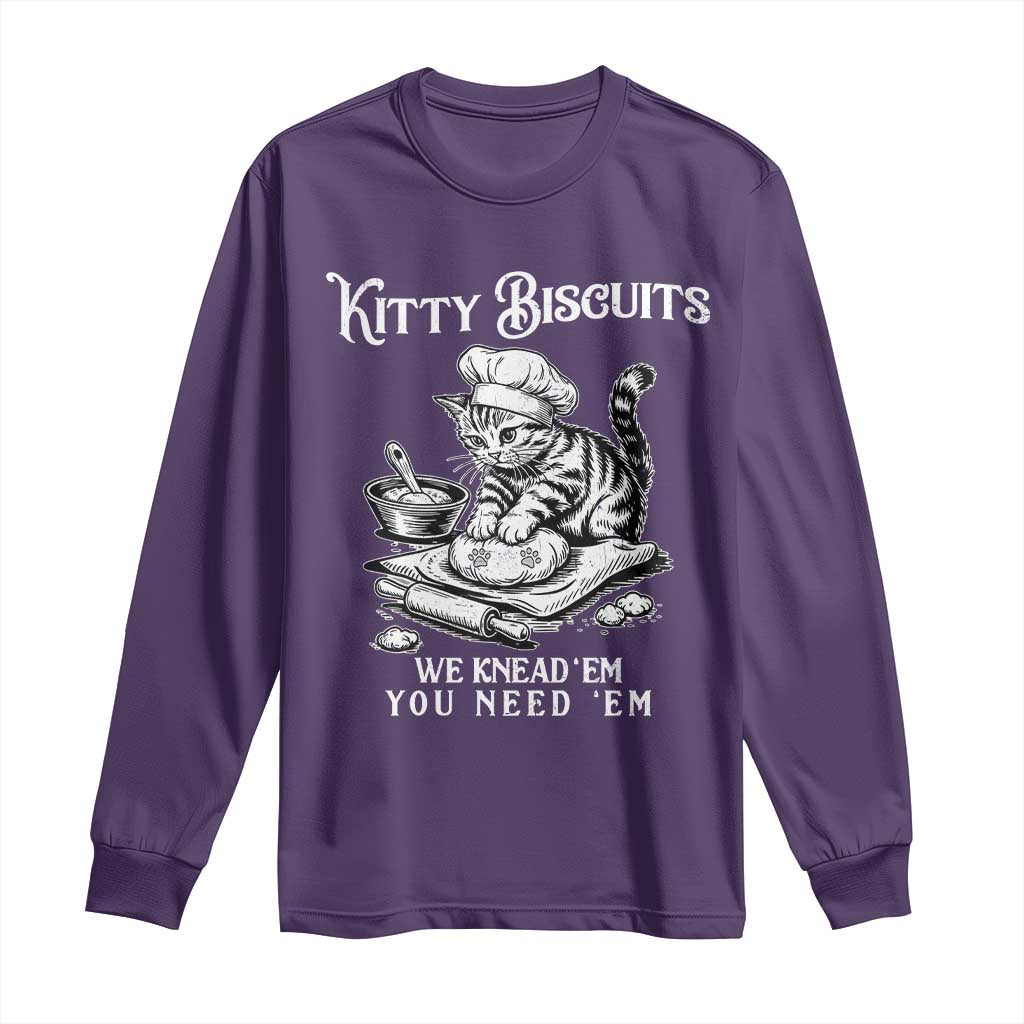 Funny Kitty Biscuits Bakery Long Sleeve Shirt We Knead Em You Need Em TS12 Purple Print Your Wear