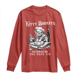 Funny Kitty Biscuits Bakery Long Sleeve Shirt We Knead Em You Need Em TS12 Red Print Your Wear