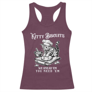 Funny Kitty Biscuits Bakery Racerback Tank Top We Knead Em You Need Em TS12 Maroon Print Your Wear