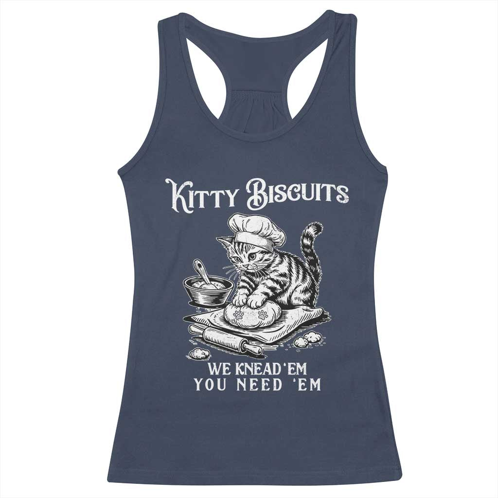 Funny Kitty Biscuits Bakery Racerback Tank Top We Knead Em You Need Em TS12 Navy Print Your Wear