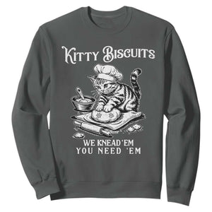 Funny Kitty Biscuits Bakery Sweatshirt We Knead Em You Need Em TS12 Dark Heather Print Your Wear