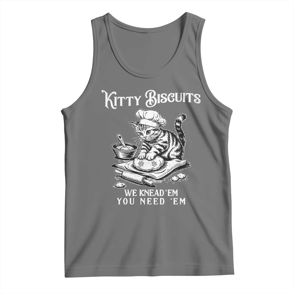 Funny Kitty Biscuits Bakery Tank Top We Knead Em You Need Em TS12 Black Heather Print Your Wear