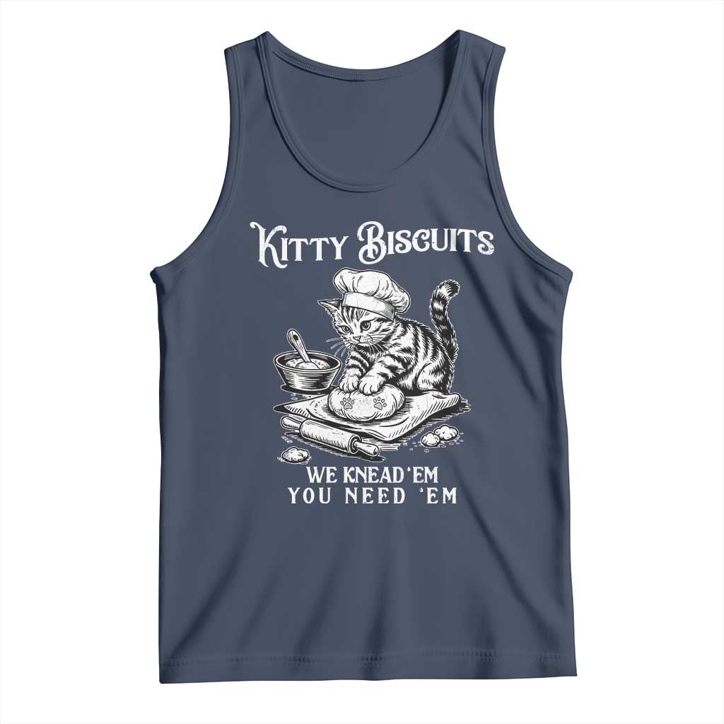 Funny Kitty Biscuits Bakery Tank Top We Knead Em You Need Em TS12 Navy Print Your Wear