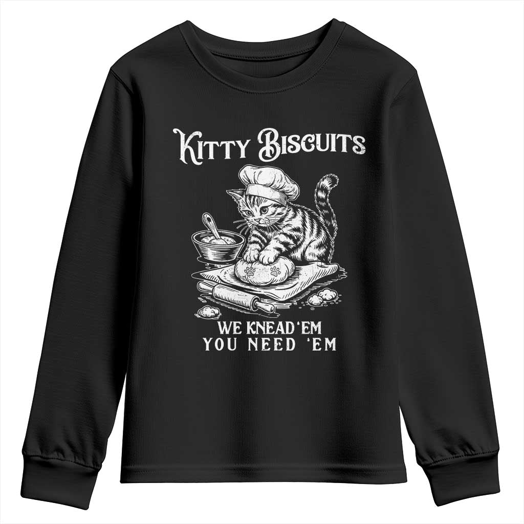 Funny Kitty Biscuits Bakery Youth Sweatshirt We Knead Em You Need Em TS12 Black Print Your Wear