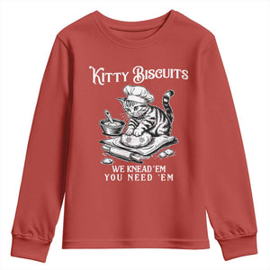 Funny Kitty Biscuits Bakery Youth Sweatshirt We Knead Em You Need Em TS12 Red Print Your Wear