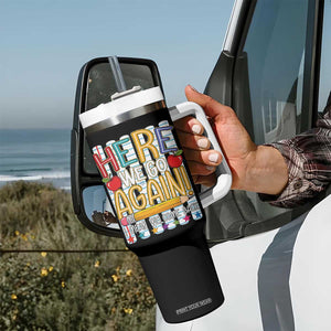 Funny Striped Teacher Back To School Tumbler With Handle Here We Go Again Welcome Back TS12 Print Your Wear
