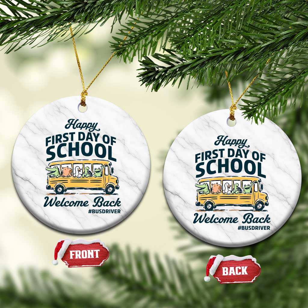 School Bus Driver Gift Ceramic Ornament Happy First Day Of School TS12 1pc White Marble Print Your Wear