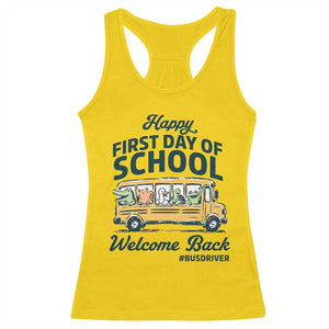 School Bus Driver Gift Racerback Tank Top Happy First Day Of School TS12 Daisy Print Your Wear