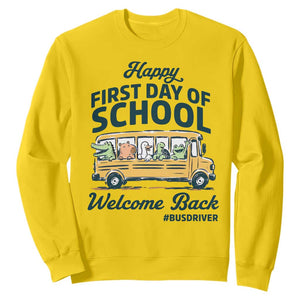 School Bus Driver Gift Sweatshirt Happy First Day Of School TS12 Daisy Print Your Wear