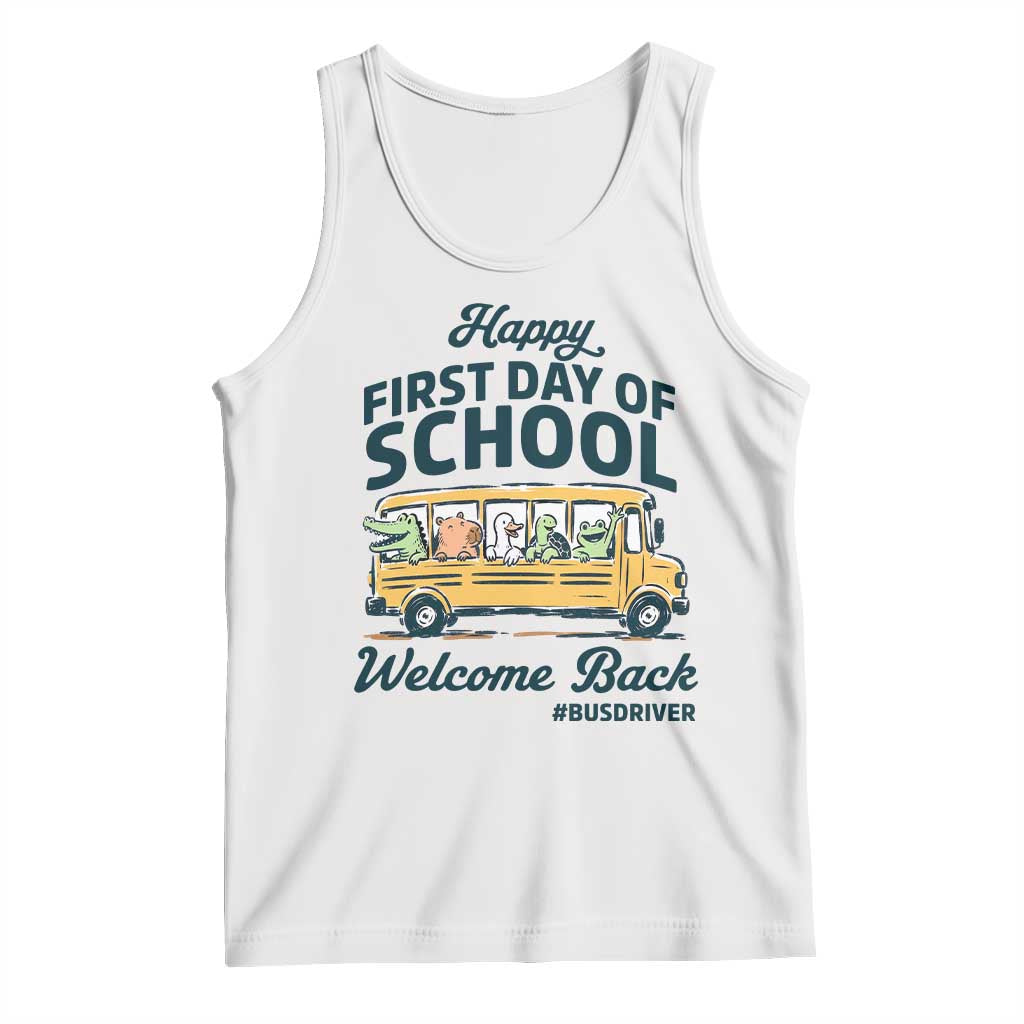 School Bus Driver Gift Tank Top Happy First Day Of School TS12 White Print Your Wear