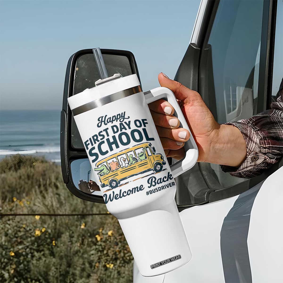 School Bus Driver Gift Tumbler With Handle Happy First Day Of School TS12 Print Your Wear